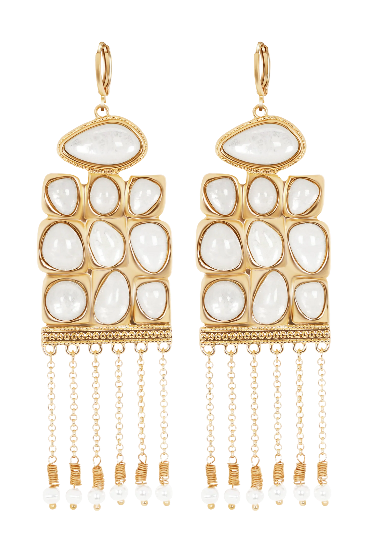 Annika Horizontal Resin Drop Earrings - Gold
