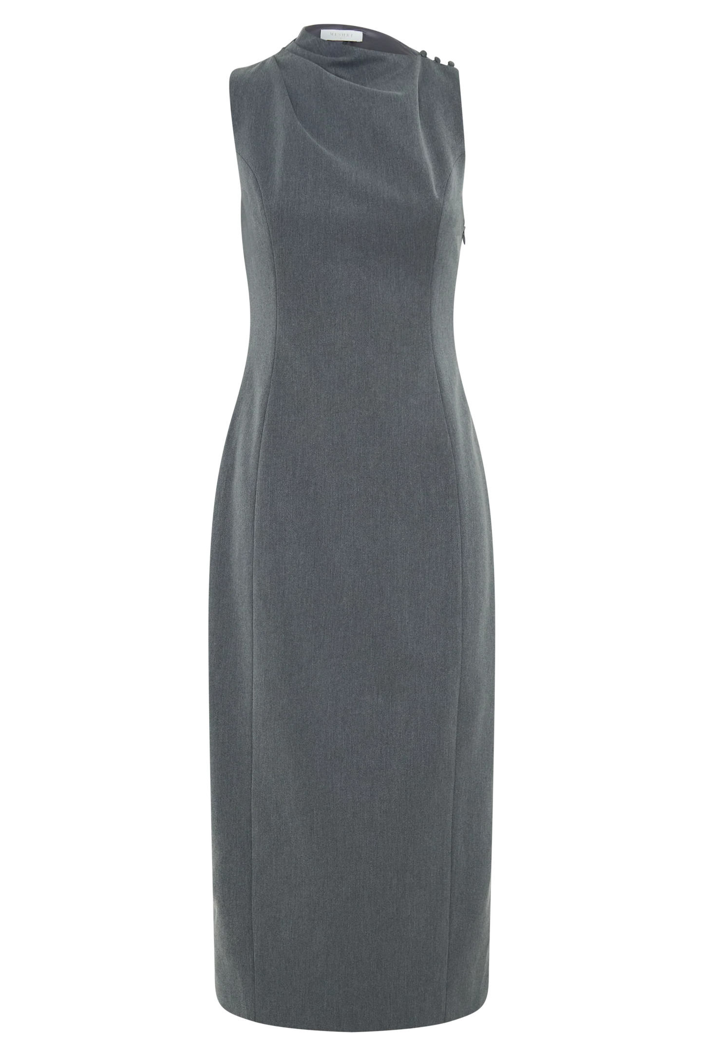 Taylor Draped Crepe Midi Dress - Charcoal Marle