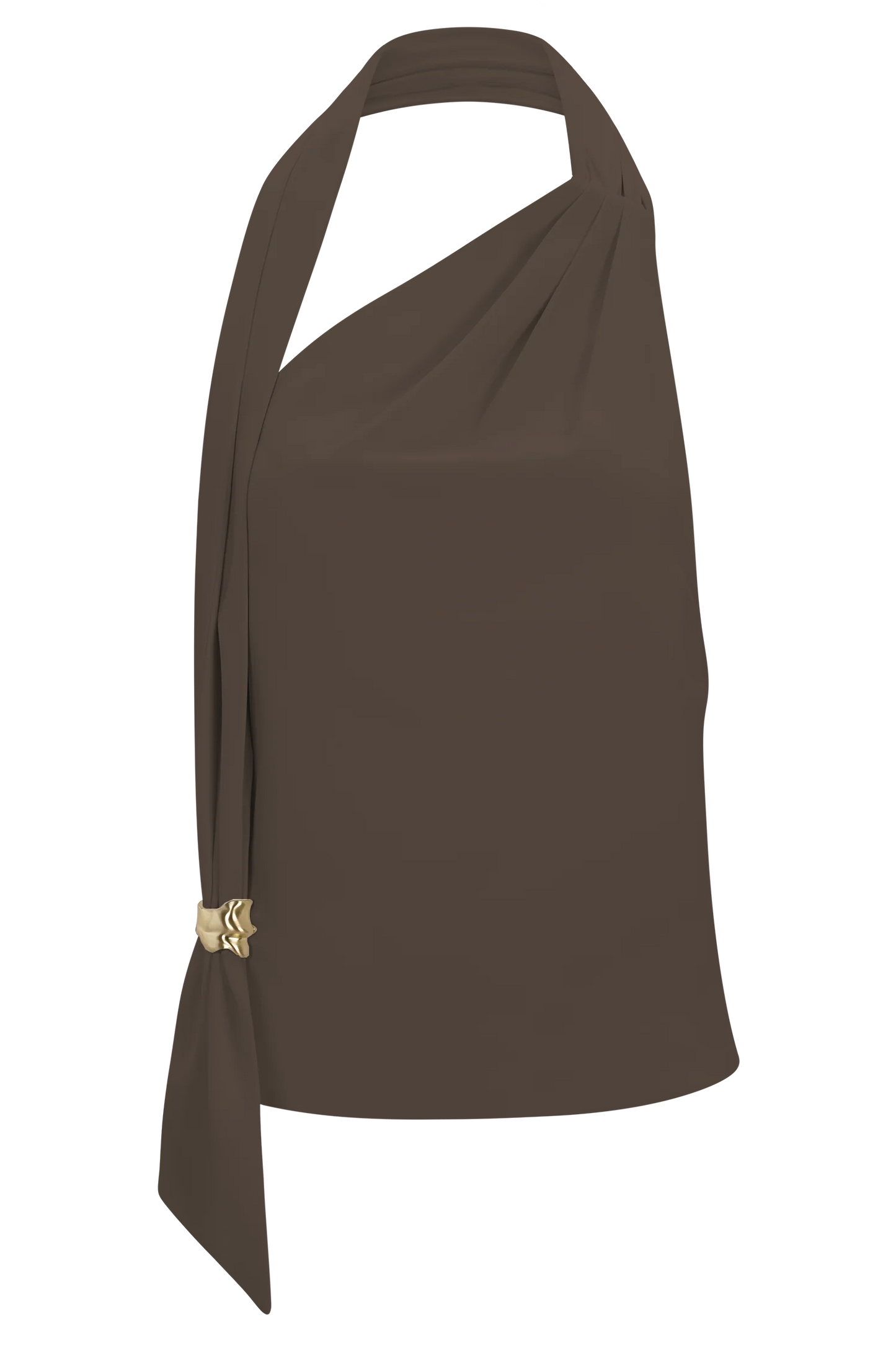 Marina Halter Top With Hardware - Cacao Brown