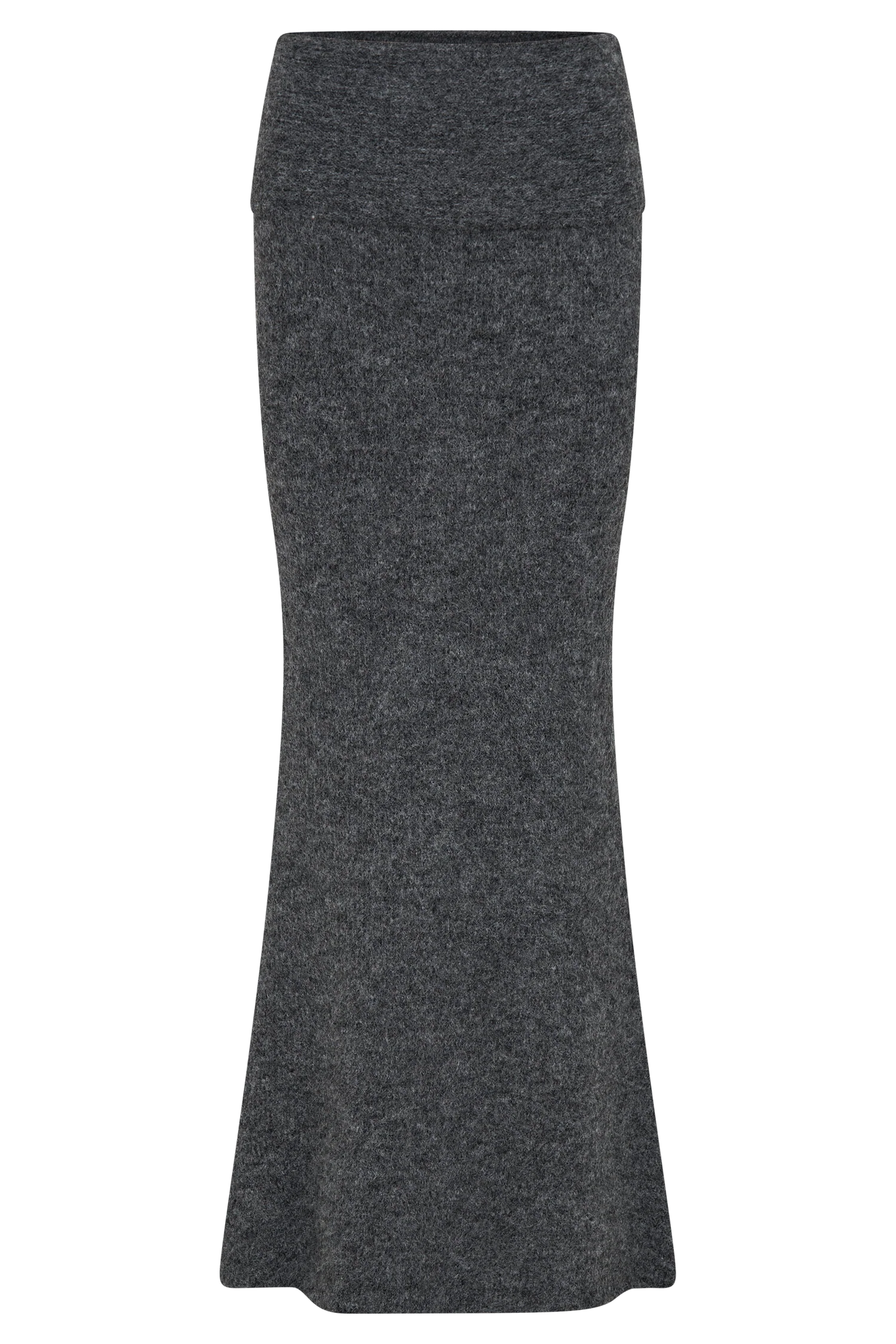 Charlotte Knit Maxi Skirt With Overlay - Charcoal