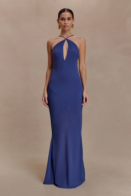 Nerea Slip Halter Maxi Dress - Purple Ink